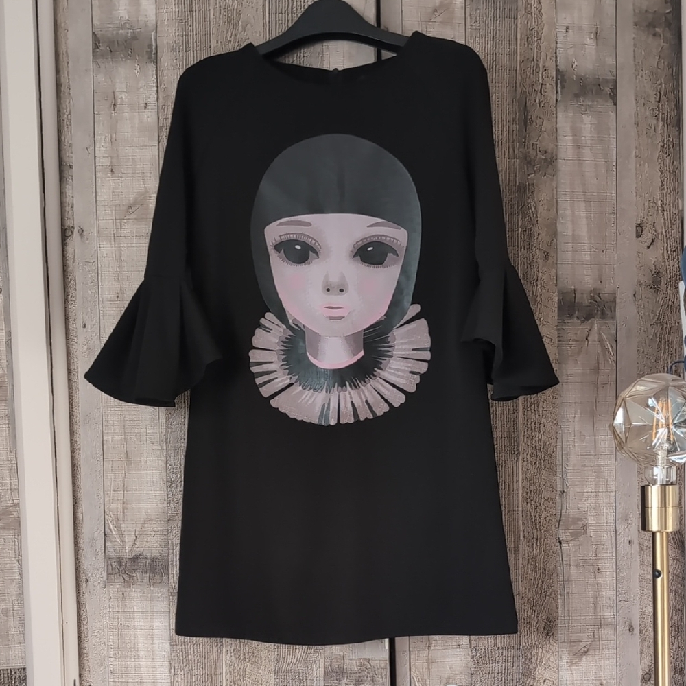 Black Dress with Artistic Face Design